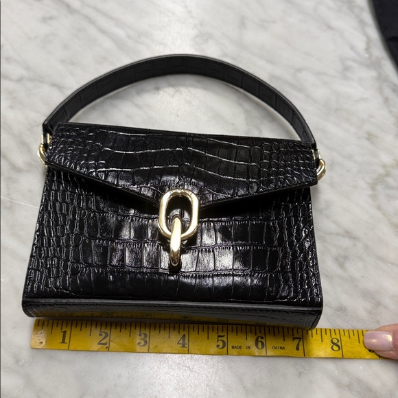 Anine Bing Colette Black Croc Embossed Mini Bag - Picture 8 of 11